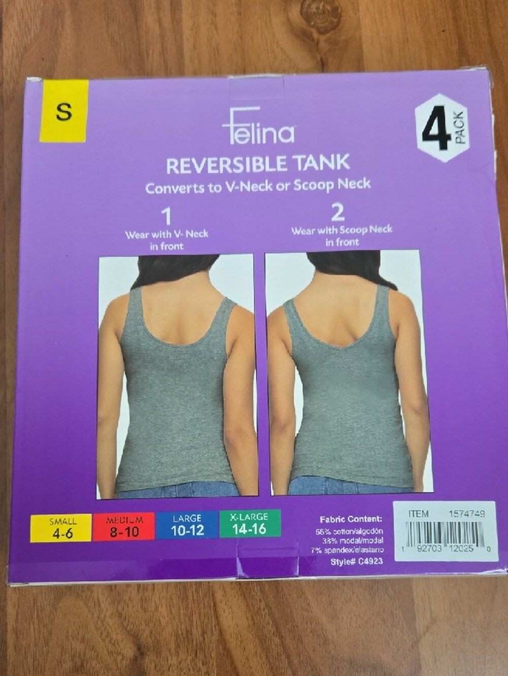 Felina Reversible Tank Top - White & Black - S (4-Pack) - Picture 2 of 2
